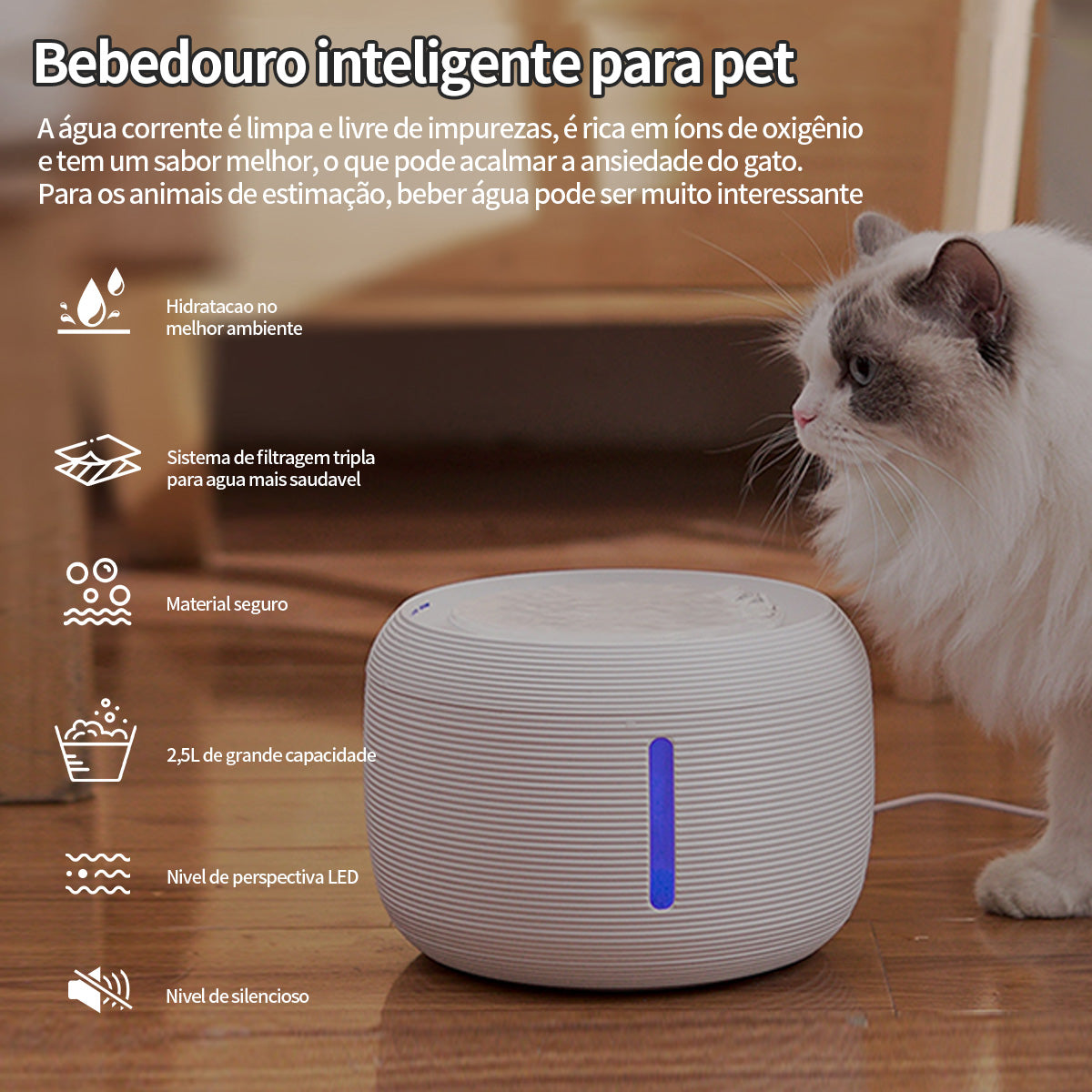 Bebedouro Inteligente Redondo para Pet