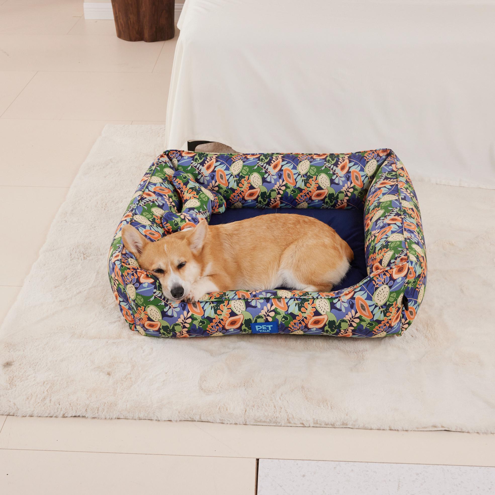 Cama Quadrada para Cachorros Série de Frutas Tropicais