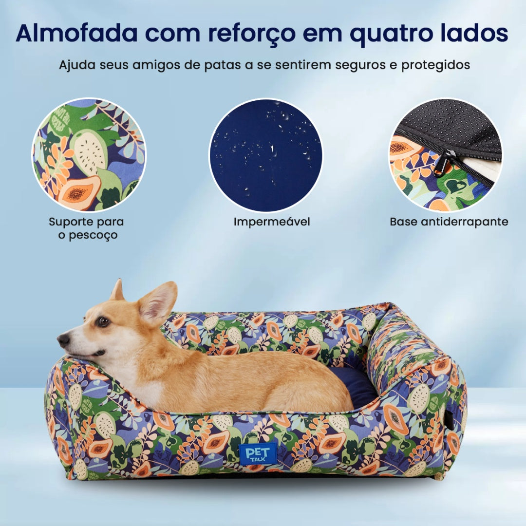 Cama Quadrada para Cachorros Série de Frutas Tropicais